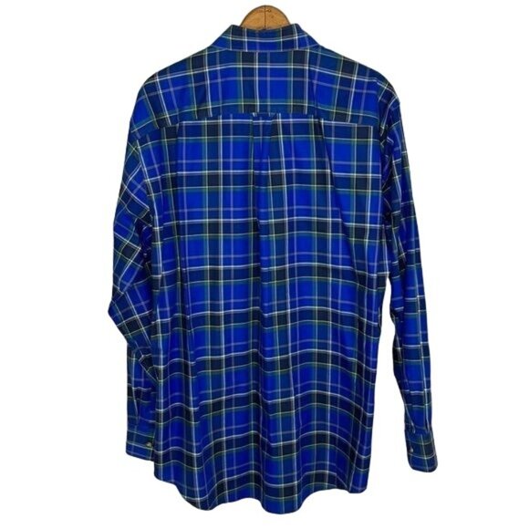 Cabela’s Button Up Blue Plaid Shirt White Yellow Cotton Size Large Tall - Picture 2 of 4